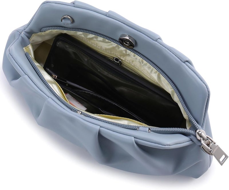 FanChris Evening Bag for Women Ruched Clutch Purse Detachable Metal Chain Crossbody Bag - Image 5